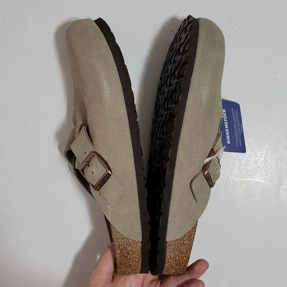 NEW Birkenstock Boston Soft Footbed Clogs Women 42 11 Taupe Suede Contemporary - Picture 5 of 7